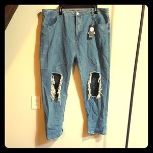 Plus Carey ripped fishnet boyfriend jeans